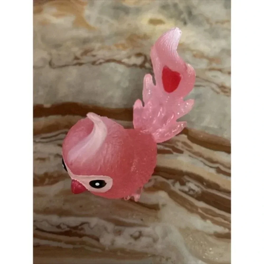 Glitter Cupid Valentines Day Pink Cockatiel Bird Red Heart Mini Doll Toy Collect